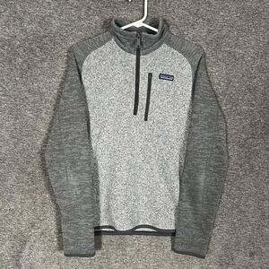 Patagonia Sweater Mens Small Gray Better Sweater 1/4 Zip Fleece Pullover 25522